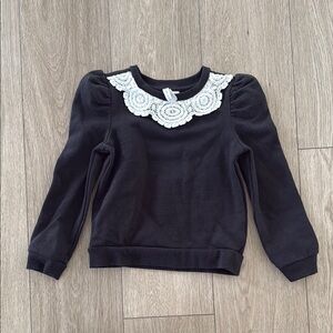 Janie & Jack lace collar black sweatshirt size 6 girls
